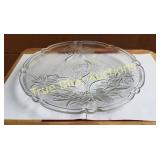 Vintage Glass Serving Platter with Floral Design a