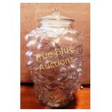 Vintage Glass Jar with Grape Design and Lid