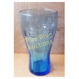 Coca-Cola Blue Glass Tumbler with Logo and Curved