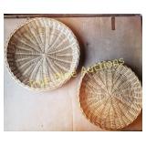 Set of Two Handwoven Wicker Baskets with Distincti