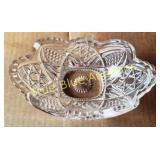 Vintage Cut Glass Bowl with Intricate Design and S