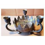 Vintage Silver Plated Candle Holder with Floral De