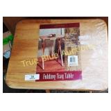 Folding Tray Table with Wooden Legs and Surface