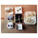 Collection of Vintage Earrings Including Floral an