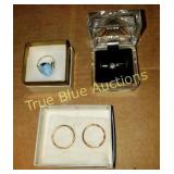Three Jewelry Items Including Ring and Earrings in