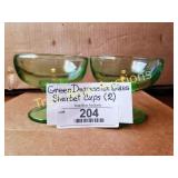 Set of Two Green Depression Glass Sherbet Cups