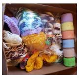 Box of Yarn and Craft Supplies