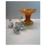 Carnival Art Glass & Glass Swan Lot
