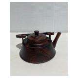 Vintage Carved Wood Teapot Kettle