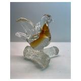 Murano Amber Art Glass Dove Bird Figurine