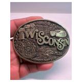 Vintage Brass Wisconsin Belt Buckle