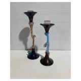 Van Deurzen Art Glass Candlestick Holders
