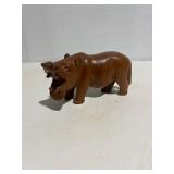 Vintage Carved Wooden Wood Hippo Sculpture