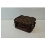 Vintage Tramp Art Wood Wooden Box Bank