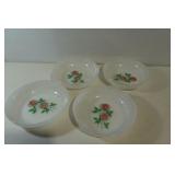 Vintage Fire King Floral Glass Bowls 4 PCS