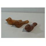 Hand Carved Wood Birds 3 PCS