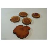 Vintage Wooden Coasters 5 PCS