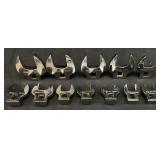 (12) SNAP ON OPEN END METRIC 3/8 DRIVE CROW FOOT