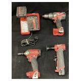 MILWAUKEE 3 PIECE CORDLESS, HAMMER DRILL DRIVER,