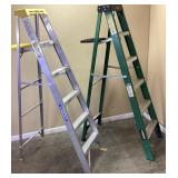 (2) 6' ALUMINUM WERNER & HUSKY FIBERGLASS LADDERS