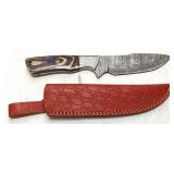 DAMASCUS STEEL BLUE HANDLE FIXED BLADE KNOFE w
