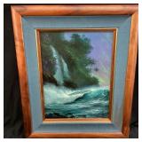 ARTIST SIGNED FRAMED OCEAN LANDSCAPE PAINTING