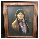 SIGNED RAY MCLEAN NATIVE AMERICAN GIRL FRAMED