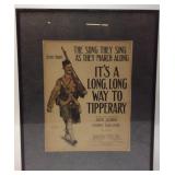 FRAMED SHEET MUSIC ITS A LONG WAY TO TIPPERARY