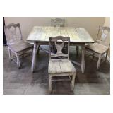 VTG. WOOD TABLE & 4 CHAIRS SET