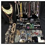 ASSORTED COSTUME JEWELRY, NECKLACES, EARRINGS,
