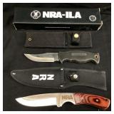 (2) FIXED BLADE NRA KNIVES, NEW w CASES