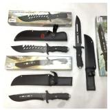 (3) FIXED BLADE BOWIE KNIVES w CASES