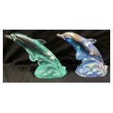(2) 95th ANNIVERSARY FENTON IRIDESCENT & AQUA