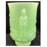 FENTON JADEITE EMPRESS MANDARIN VASE, 7.5