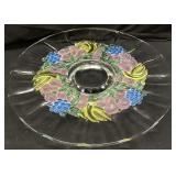 INDIANA GLASS MULTICOLORED STAINED GLASS CAKE