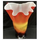 MULTI COLORED ART GLASS VASE, 11.5