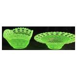 (2) FENTON 1911 VASELINE URANIUM BASEKT WEAVE