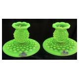 PAIR OF FENTON 1941-43 VASELINE URANIUM HOBNAIL