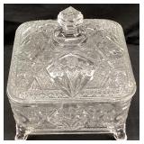 INDIANA GLASS GARDEN PINK PATTERN FOOTED HONEY