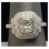 PLATINUM DIAMOND RING, SIZE 7, 1.02ct CENTER
