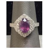 PLATINUM SAPPHIRE & DIAMOND RING, SIZE 7, RARE