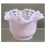 FENTON LAVENDER SATIN BASKET WEAVE BOWL, 3.5
