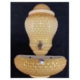 VTG. FENTON HONEY AMBER HOBNAIL LAVABO, 3 PIECE