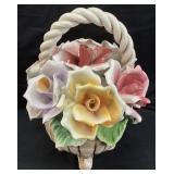 VTG. CAPO-DI-MONTE FLORAL BASKET, 10