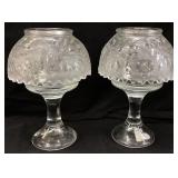 PAIR OF FENTON CLEAR GLASS FAIRY LAMPS
