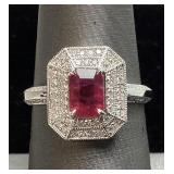 PLATINUM RUBY & DIAMOND RING, SIZE 7, 1.34cts