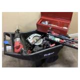 GARDEN CART w ASSORTED TOOLS, TOOLBOX, CIRCULAR