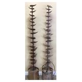 (2) OUTDOOR METAL LEAF TIERING FOUNTAINS