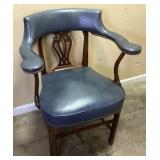 SOUTHWOOD HICKORY, NC BLUE LEATHER OFFICE ARM