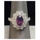 PLATINUM SAPPHIRE & DIAMOND RING, SIZE 7, RARE